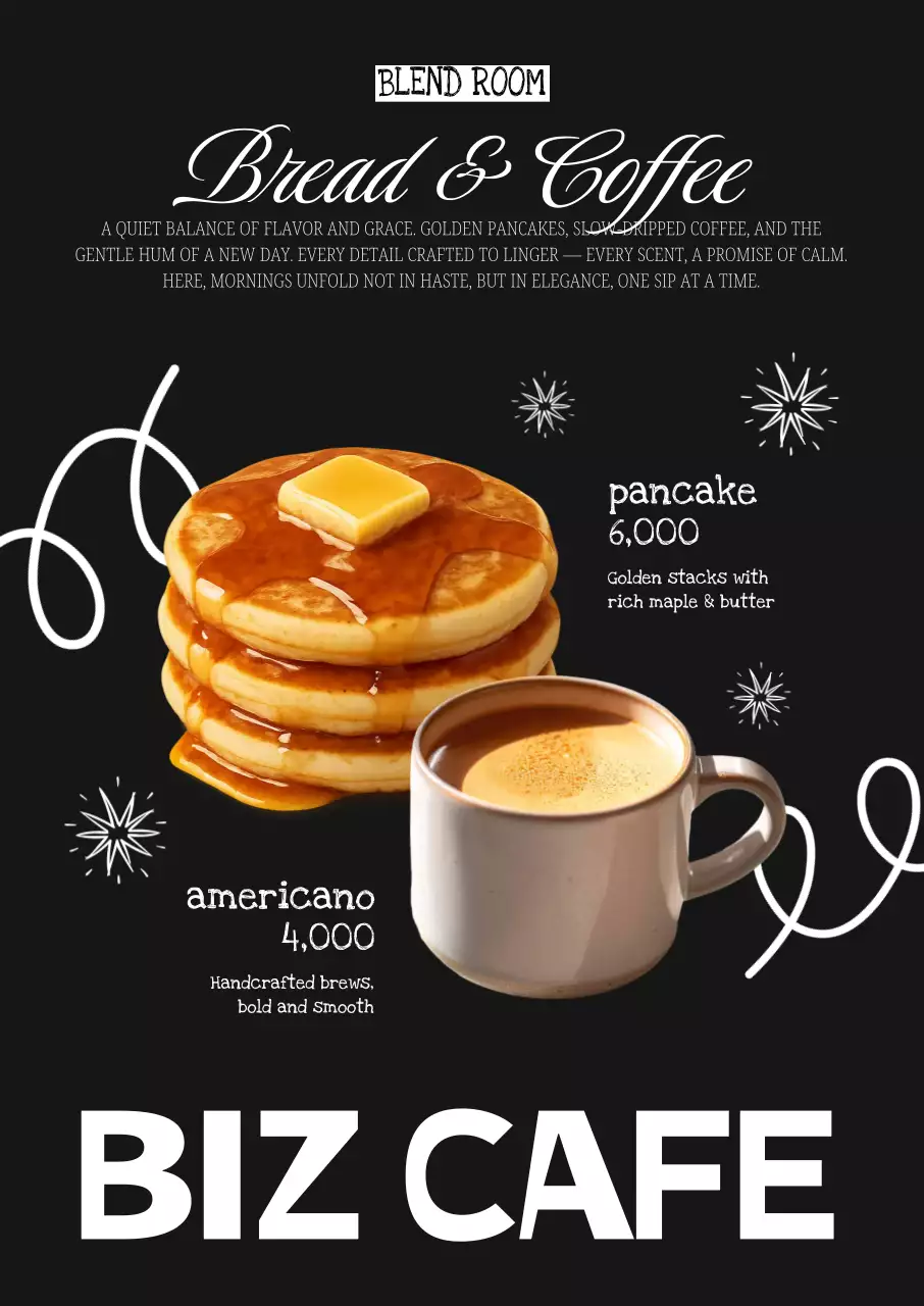 검정 모던 카페 메뉴 홍보