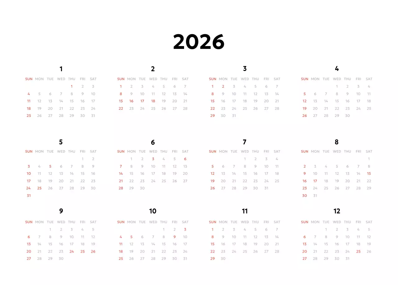 노랑 심플 달력 캘린더