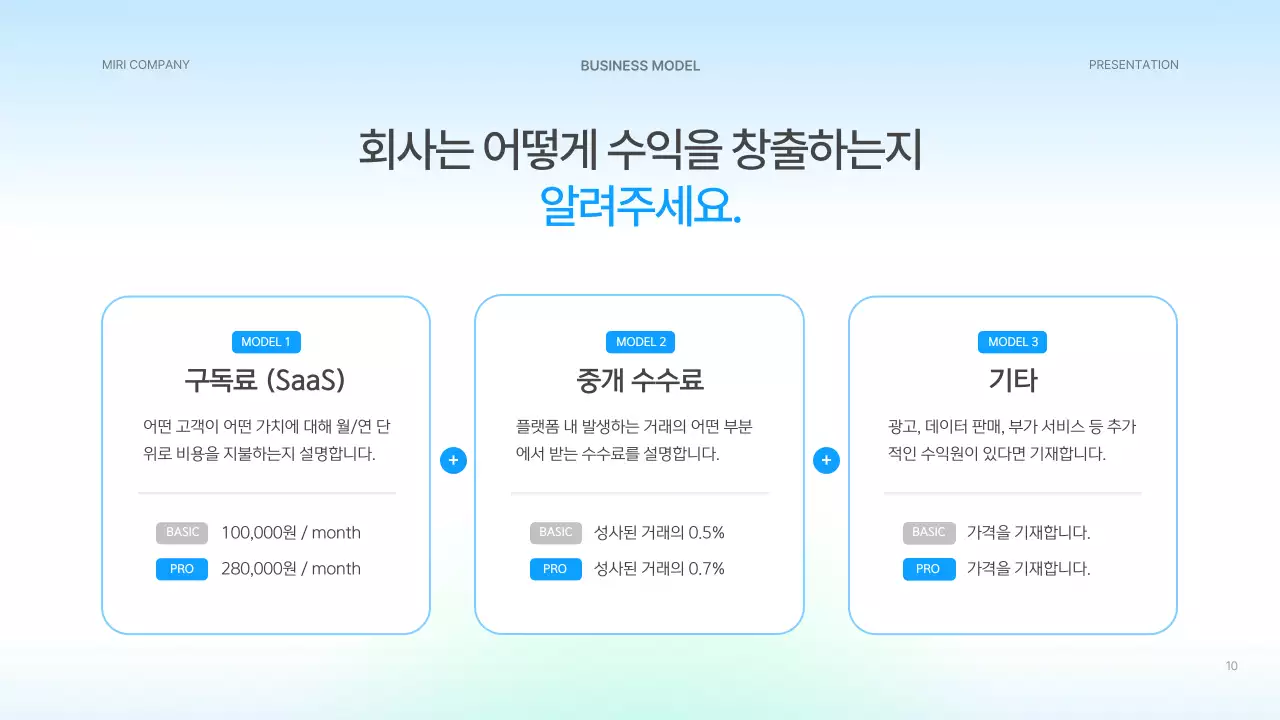 하늘색 깔끔 스타트업 설명서