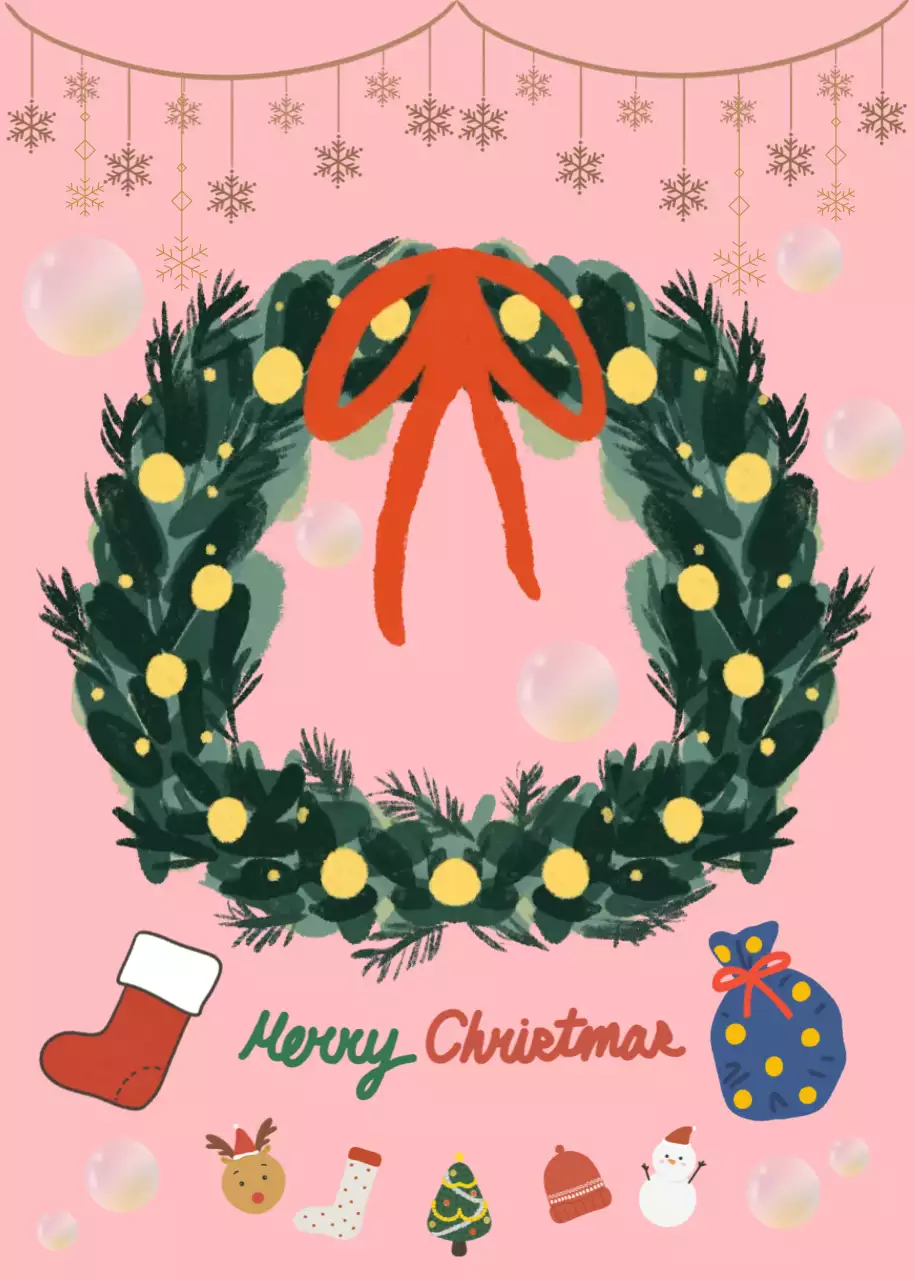 핑크 아기자기한 크리스마스 엽서