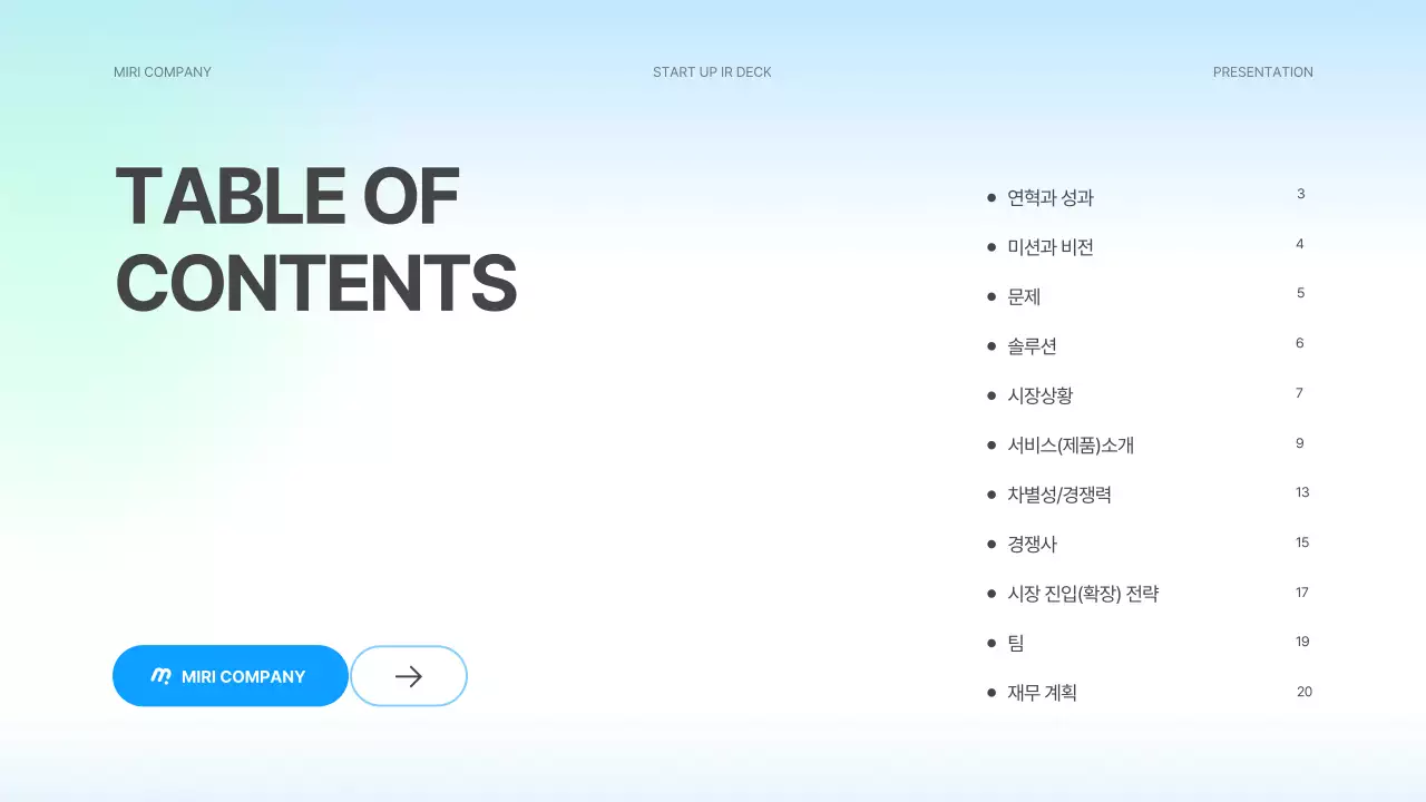 하늘색 깔끔 스타트업 설명서