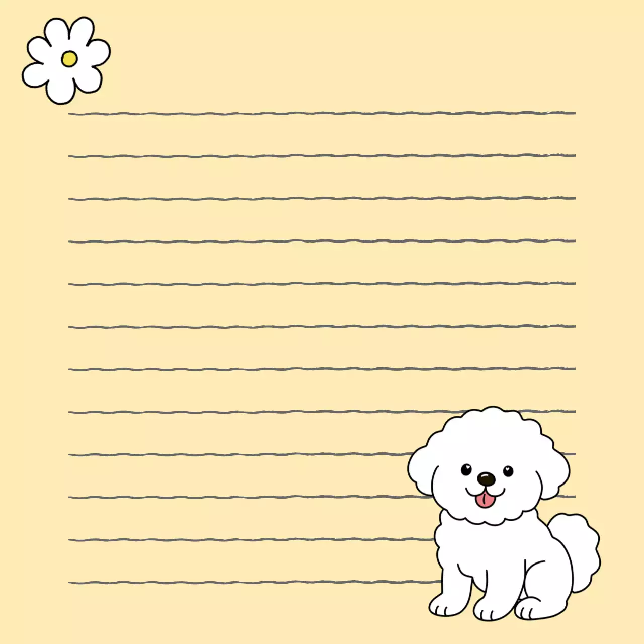 베이지 아기자기한 강아지 프레임