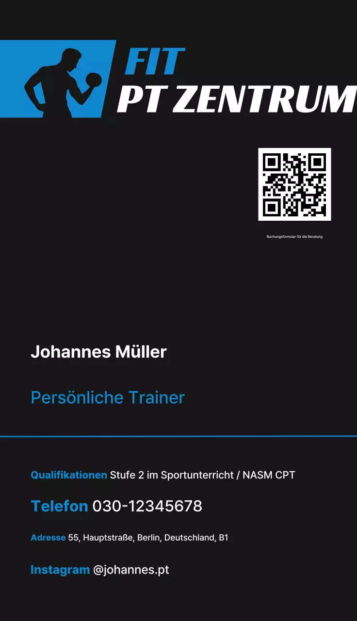 Schwarze moderne Fitness-Visitenkarte