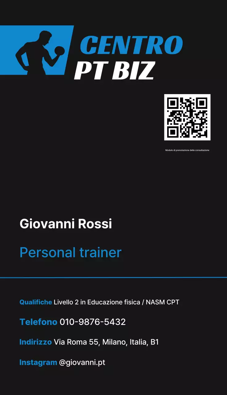 Biglietto da visita moderno per il fitness nero