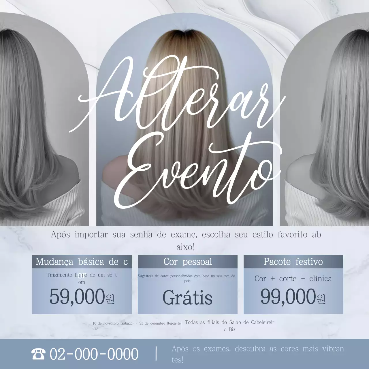 Evento de penteado moderno cinza