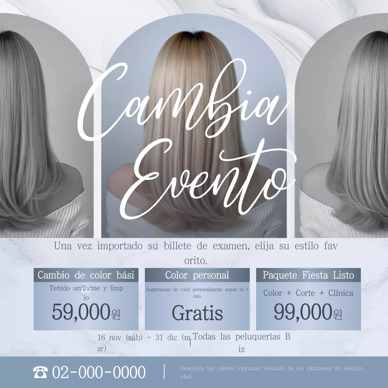 Evento de peinado moderno gris