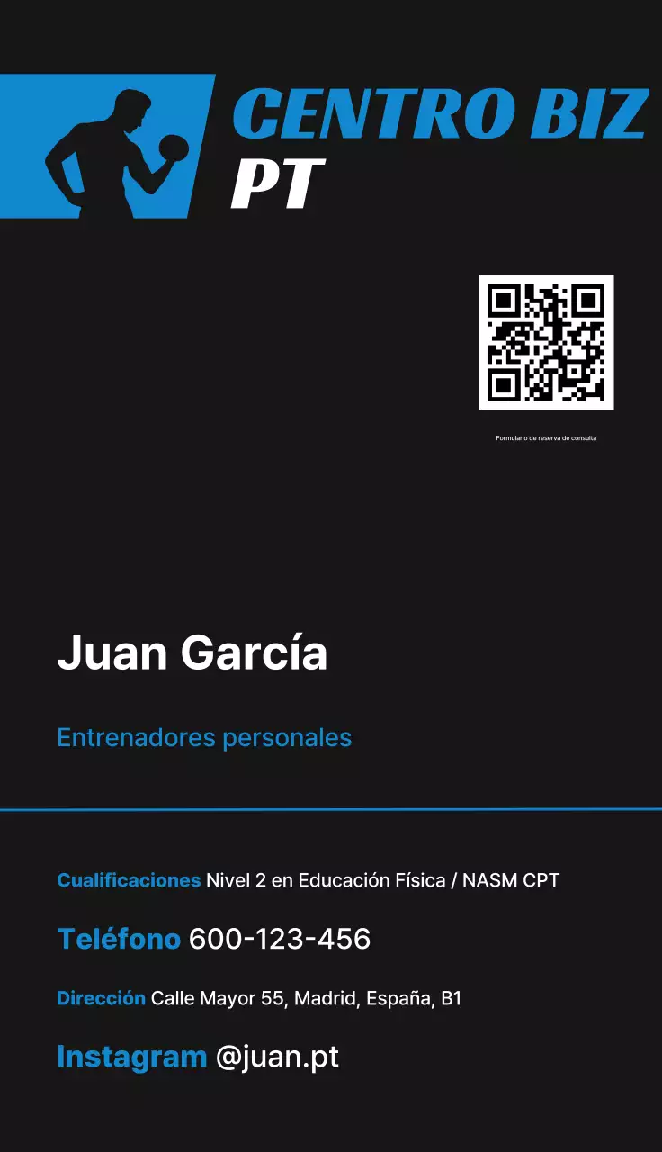 Tarjeta de presentación moderna de fitness negra