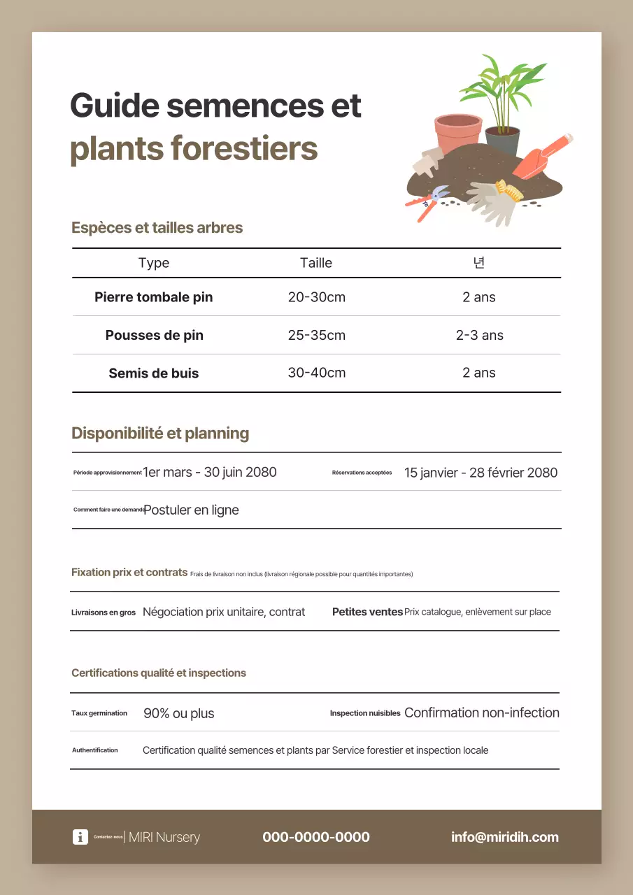 Guide des semis de forêt propre beige