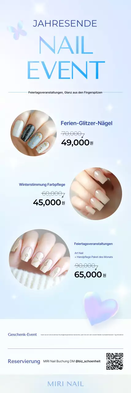 Himmelblaue moderne Nagelkunst-Aktion