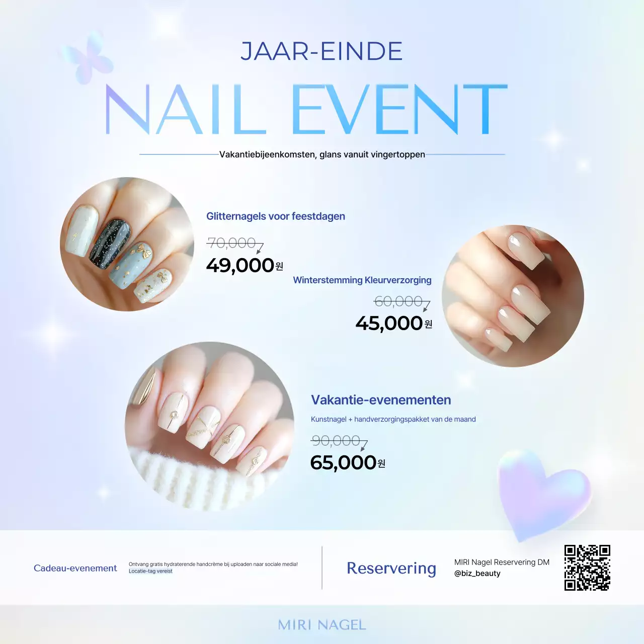 Hemelsblauwe moderne nagelkunstpromotie