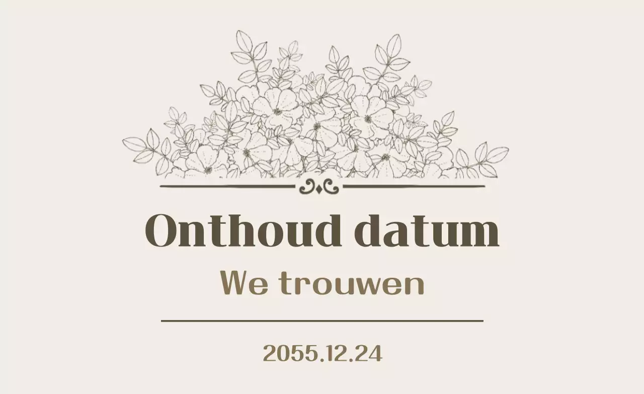 Beige eenvoudige huwelijksuitnodiging