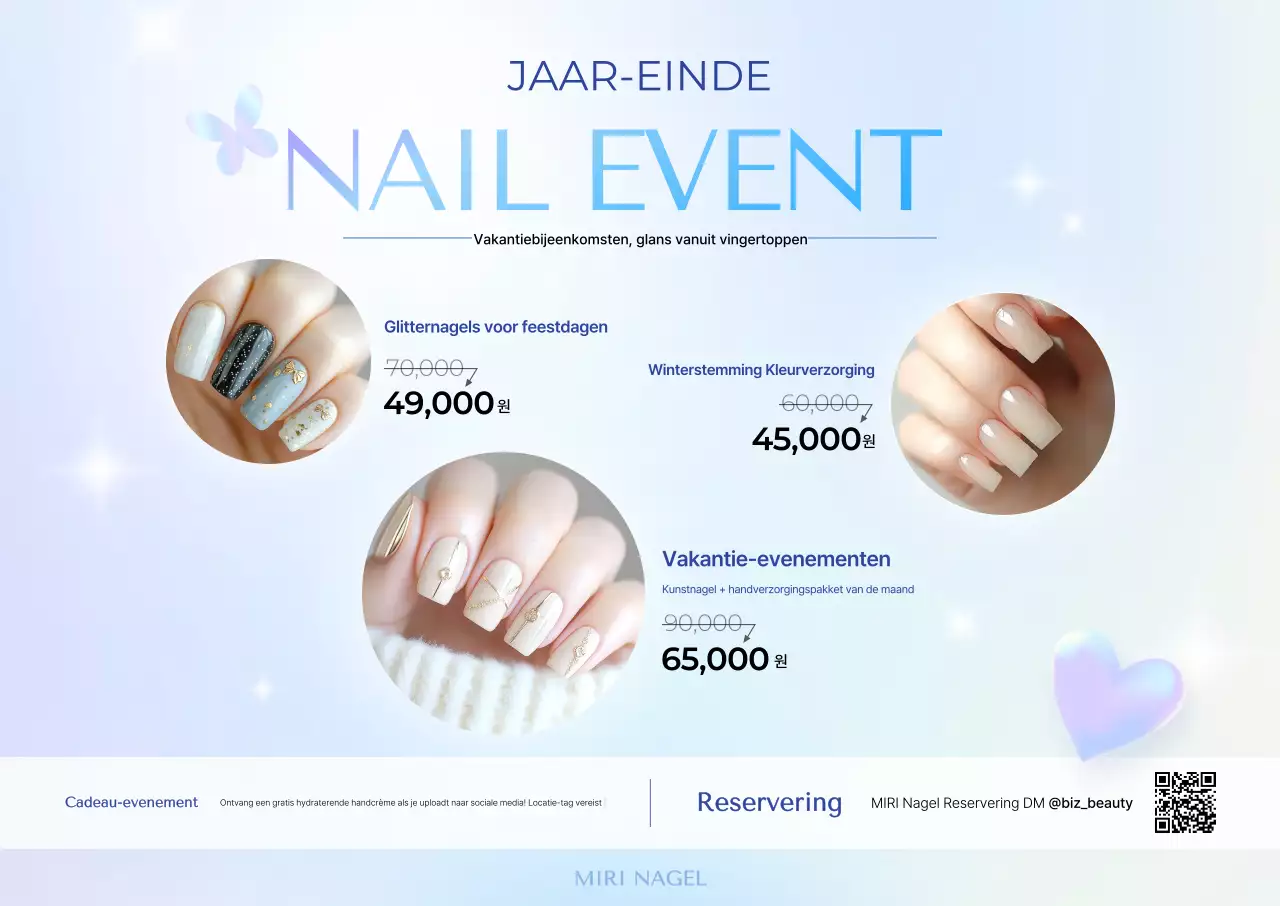 Hemelsblauwe moderne nagelkunstpromotie