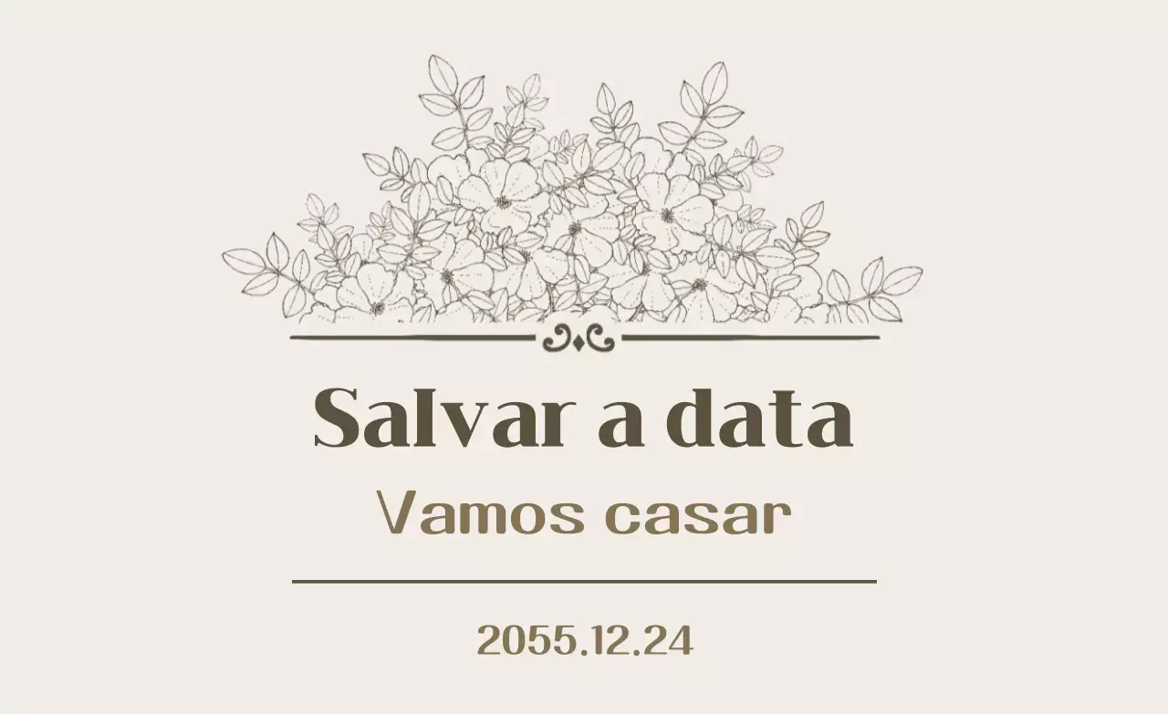 Convite de casamento simples bege