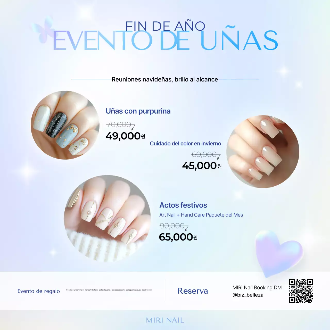 Promoción de arte de uñas moderno en azul cielo