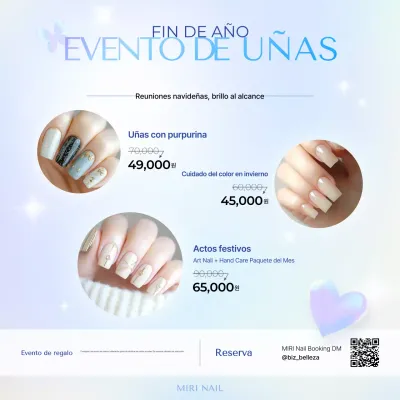 Promoción de arte de uñas moderno en azul cielo