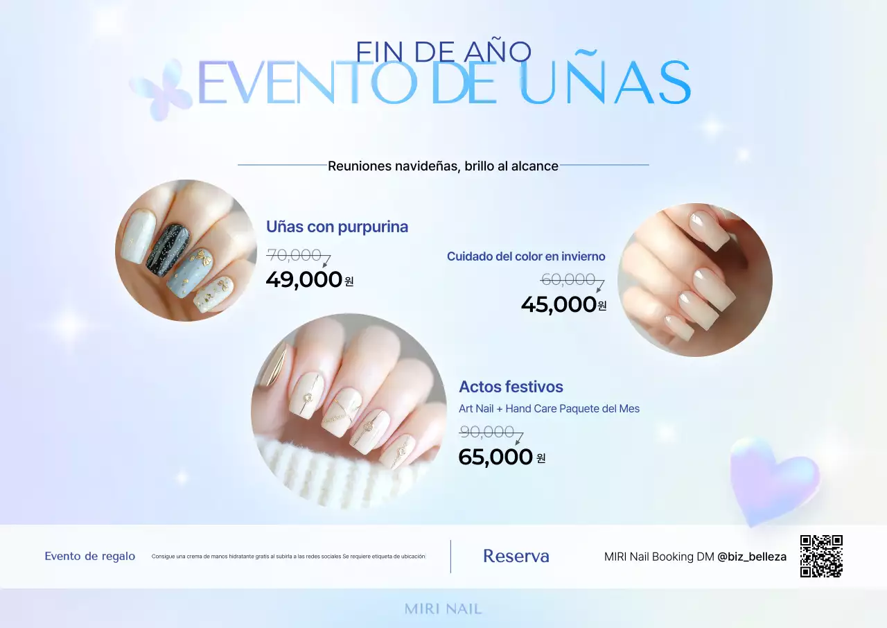 Promoción de arte de uñas moderno en azul cielo