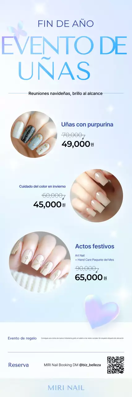 Promoción de arte de uñas moderno en azul cielo
