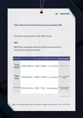 Guide pour un devis de transaction B2B clair en bleu marine