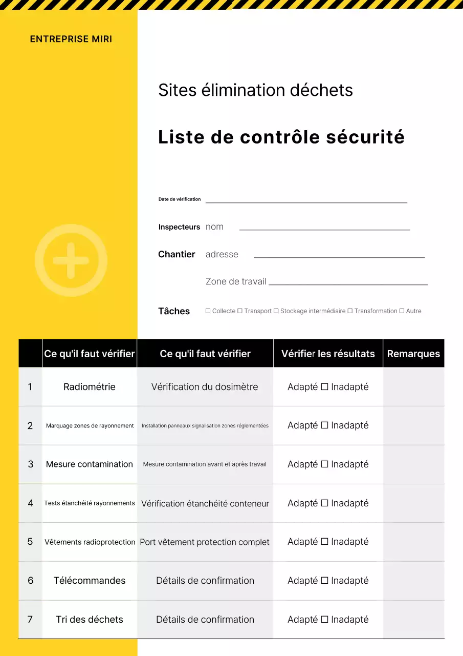 Manuel de vérification de sécurité de base jaune