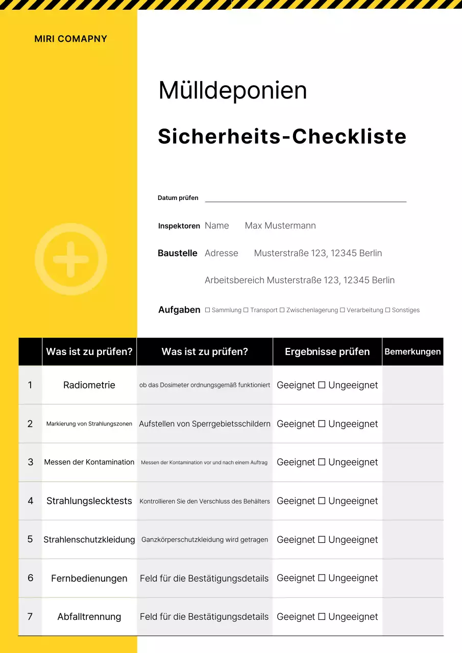 Gelbe Checkliste für grundlegende Sicherheitsmaßnahmen (Handbuch)