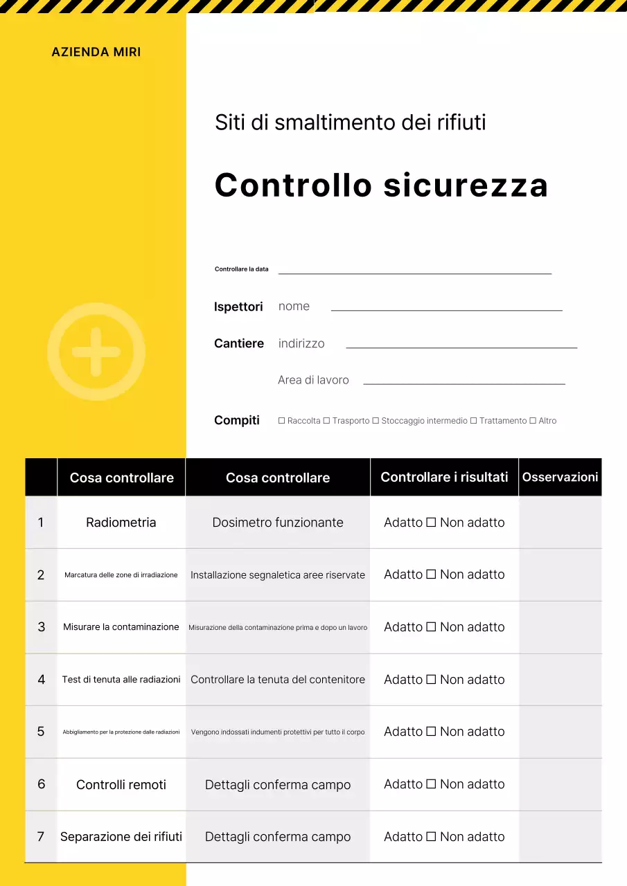 Manuale di controllo di sicurezza di base giallo