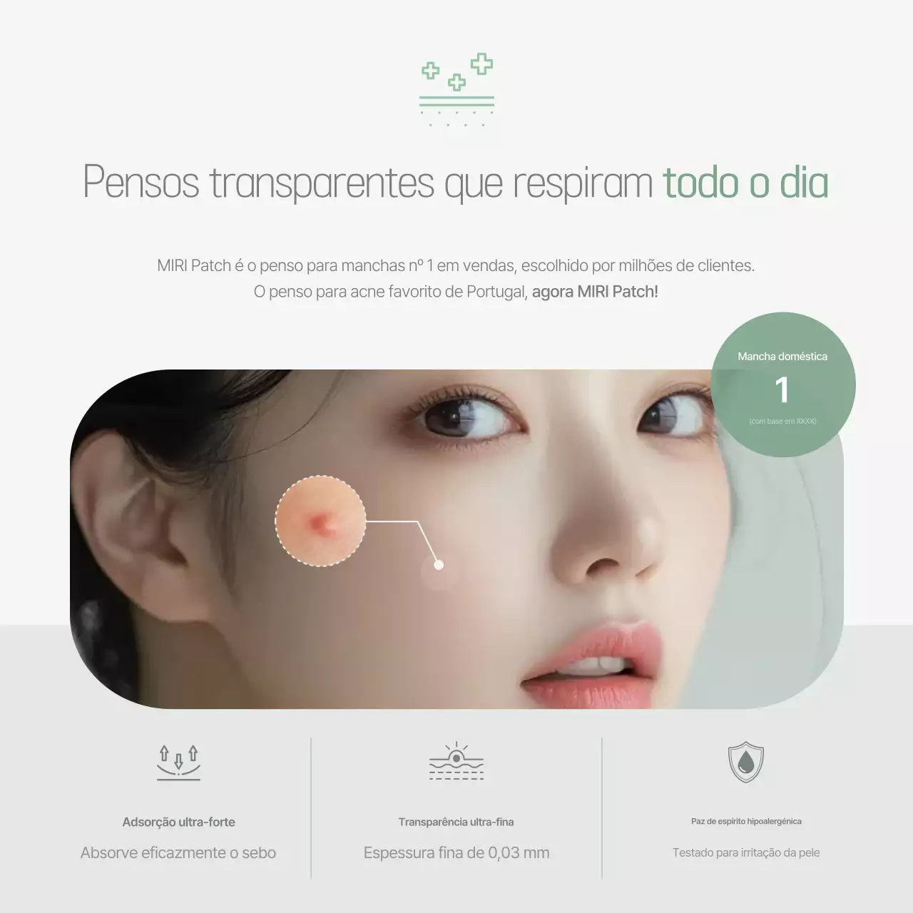 Promoção de um produto simples para tratamento de acne verde