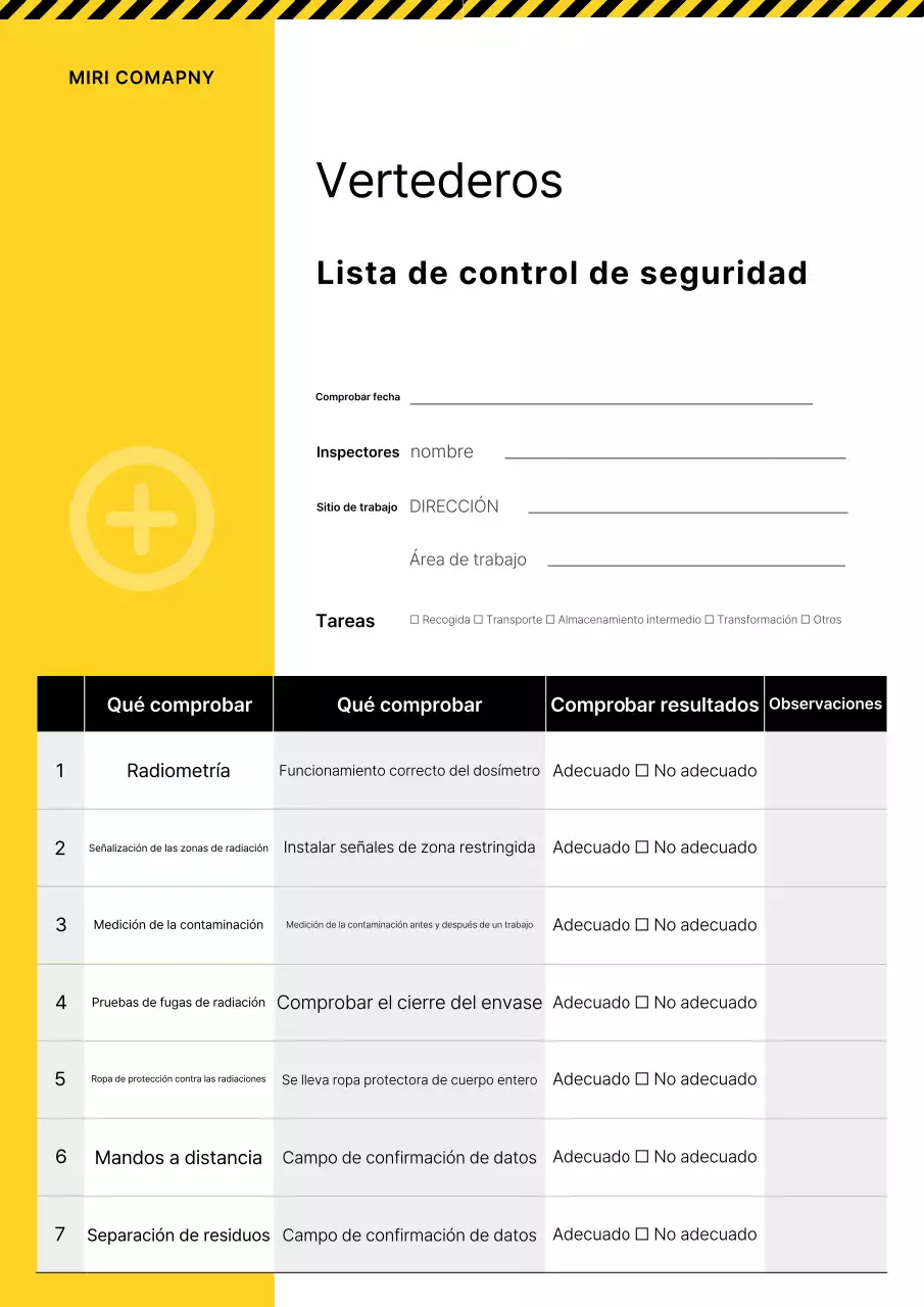 Manual de lista de verificación básica de seguridad amarilla