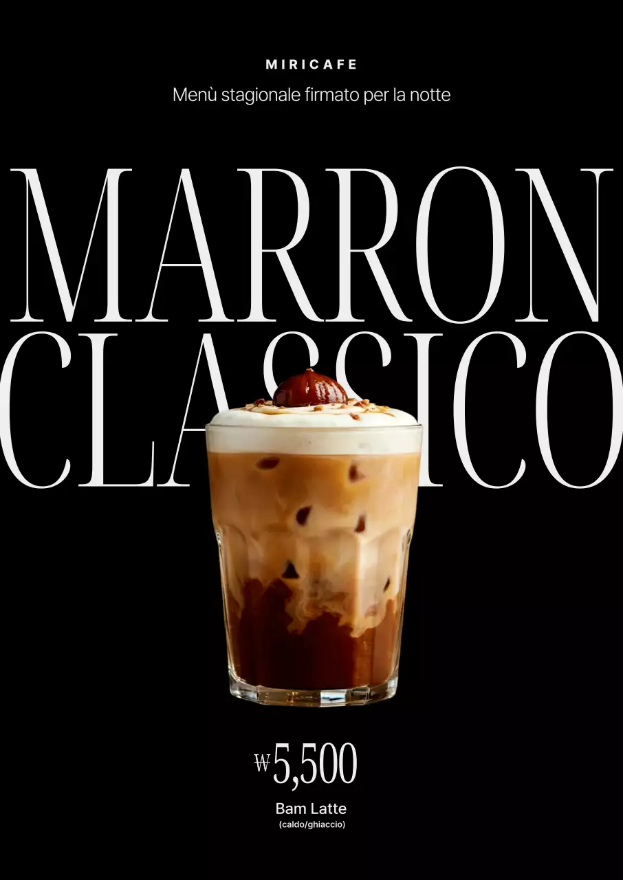 Menù delle bevande moderne nere