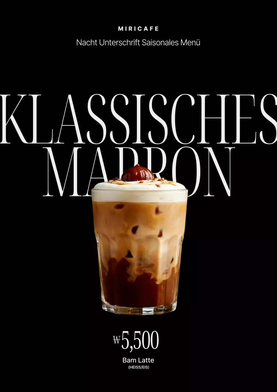 Schwarze moderne Getränkekarte