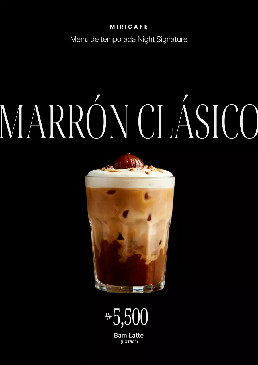 Menú de bebidas modernas negras