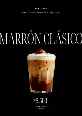 Menú de bebidas modernas negras