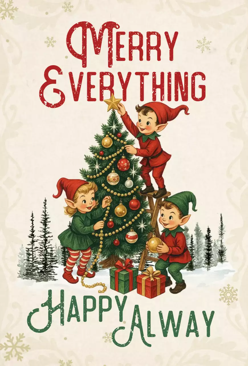 연두 빈티지 크리스마스 엽서