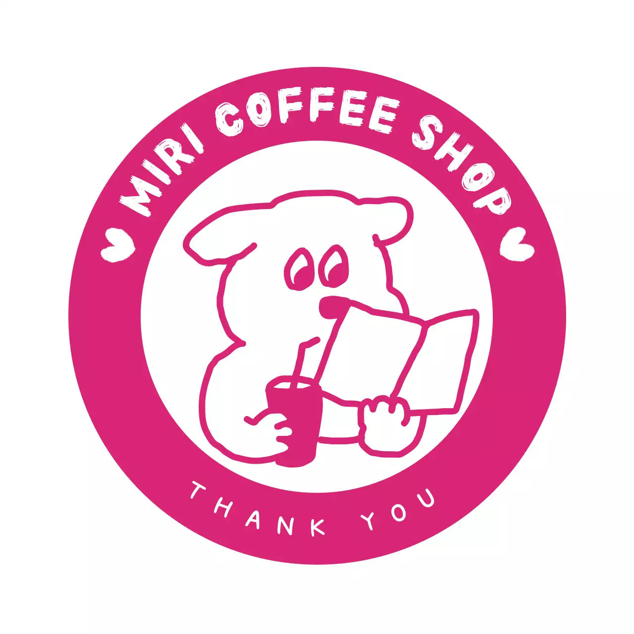 ピンク かわいい カフェ ロゴ キャラクター