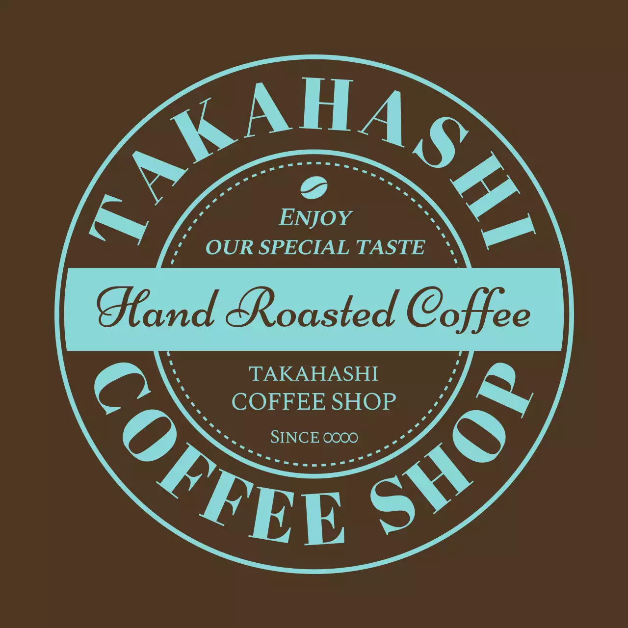 茶色 クラシック コーヒー ロゴ テキスト