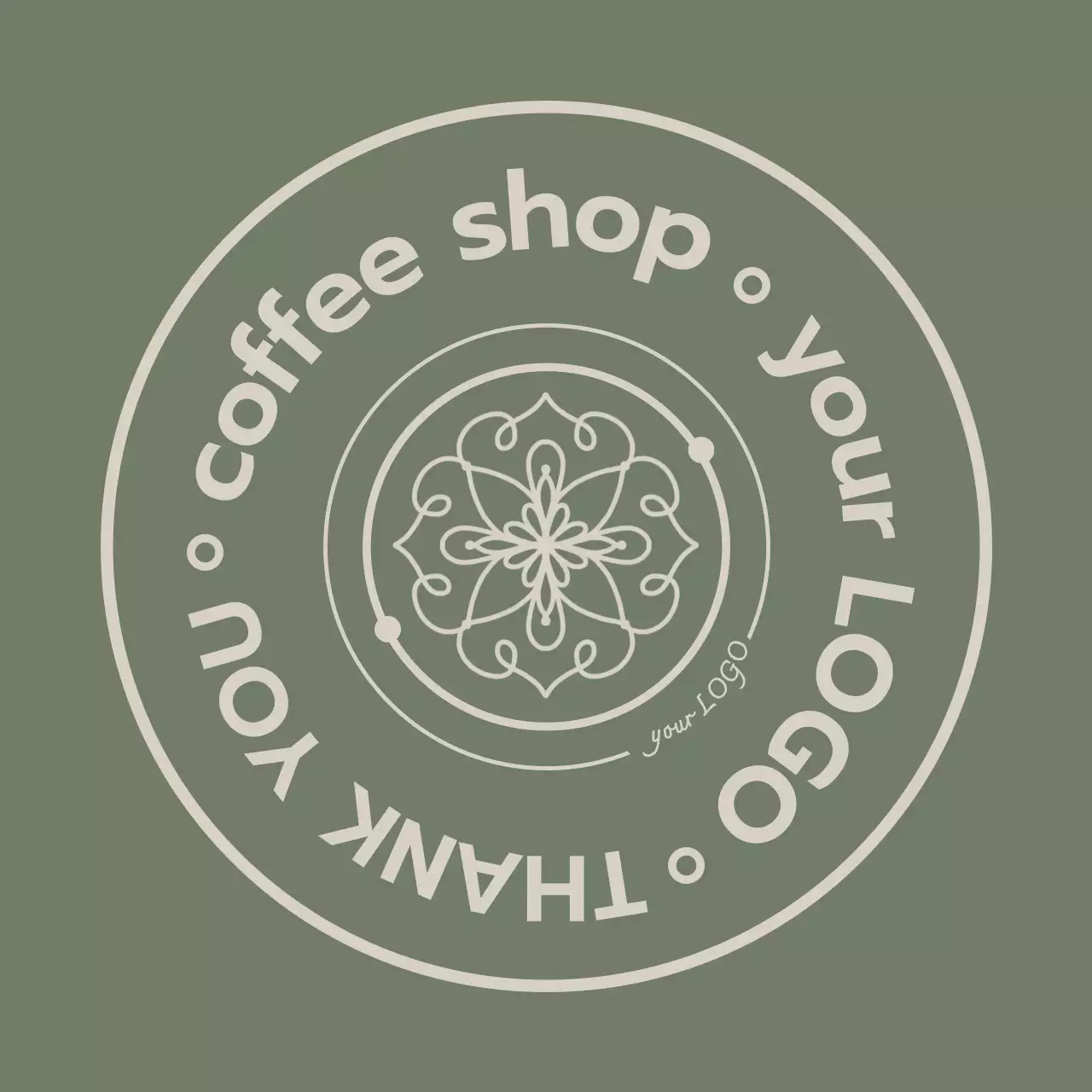 緑 シンプル コーヒーショップ ロゴ イラストテキスト
