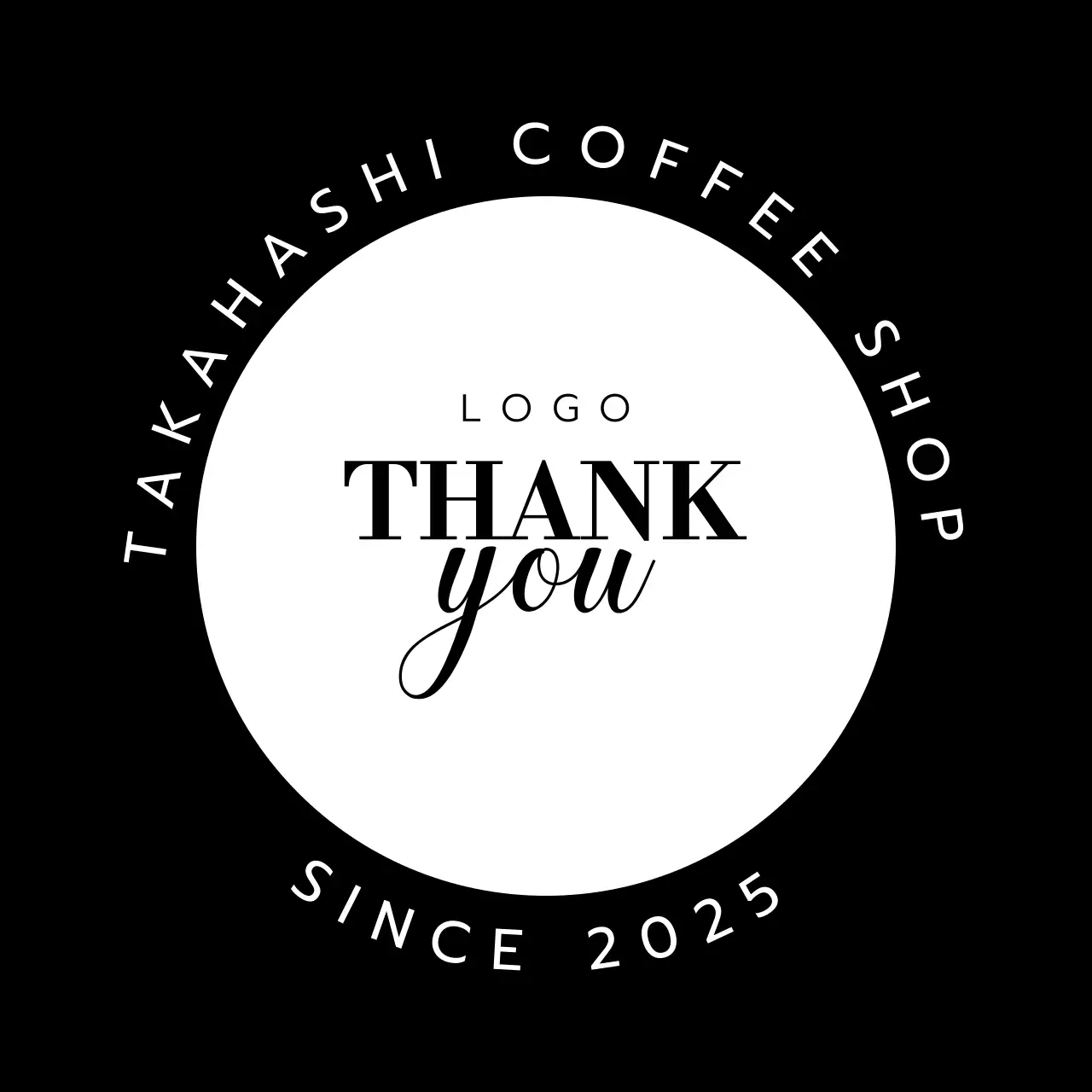 白黒 モダン コーヒーショップ ロゴ テキスト