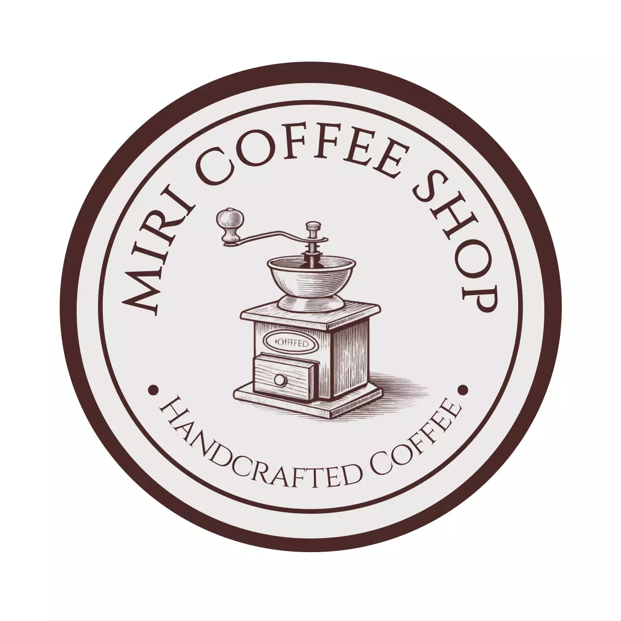 茶色 クラシック コーヒー ロゴ イラストテキスト