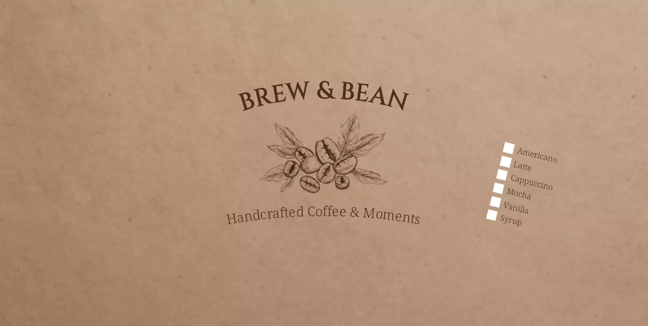 茶色 レトロ コーヒー メニュー チェックリストロゴ