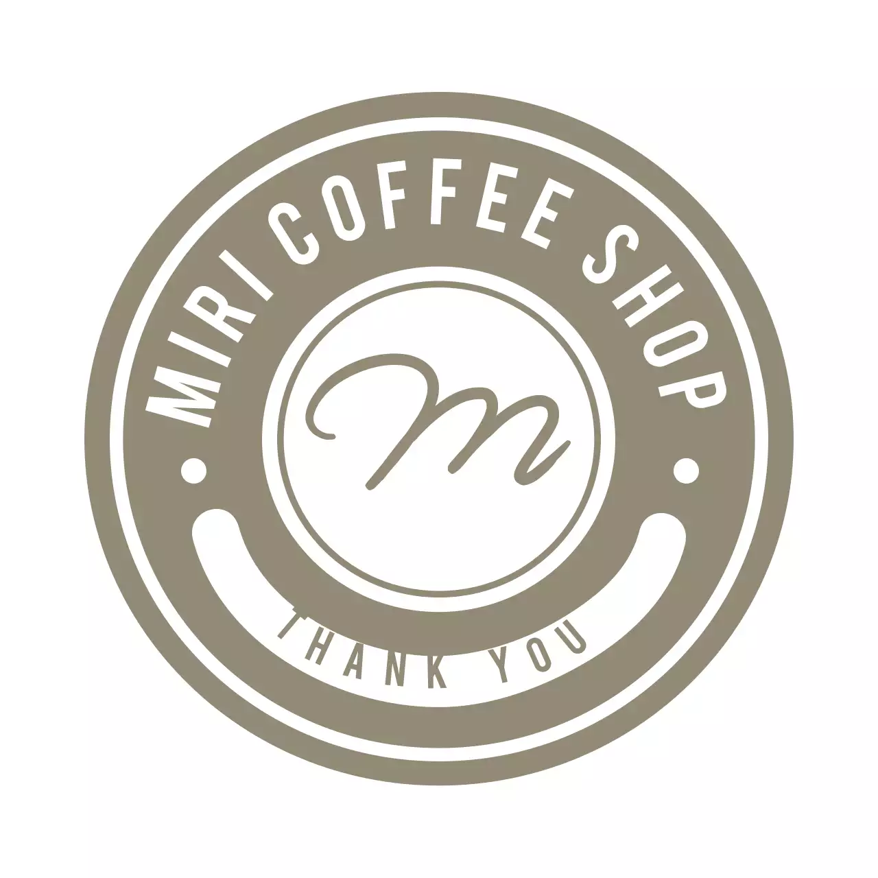 ベージュ シンプル カフェ ロゴ テキスト