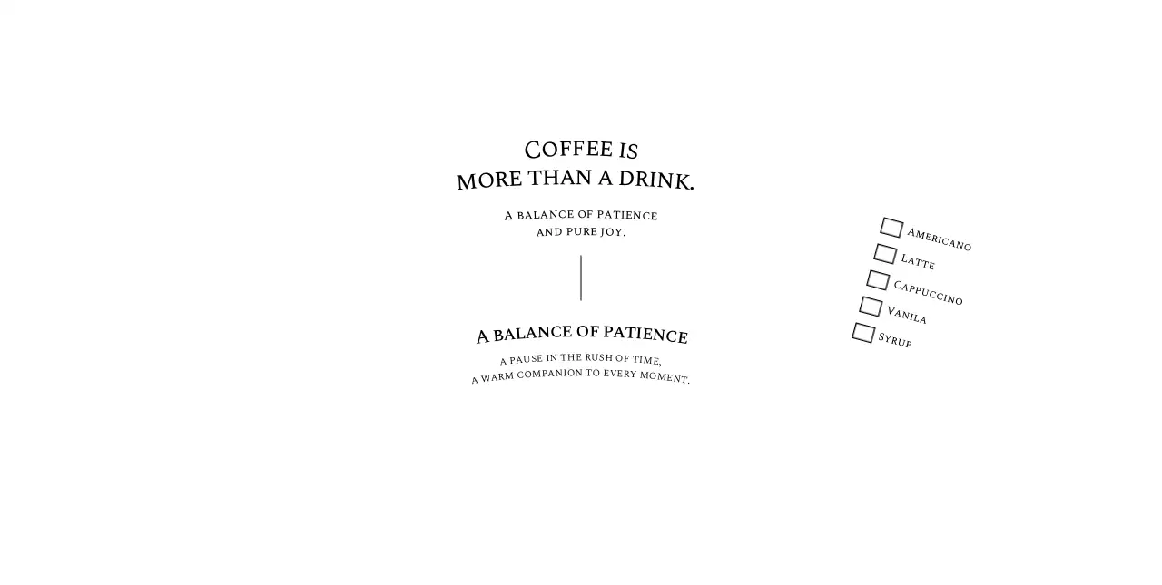 白黒 シンプル コーヒー メニュー チェックリスト小さなテキスト