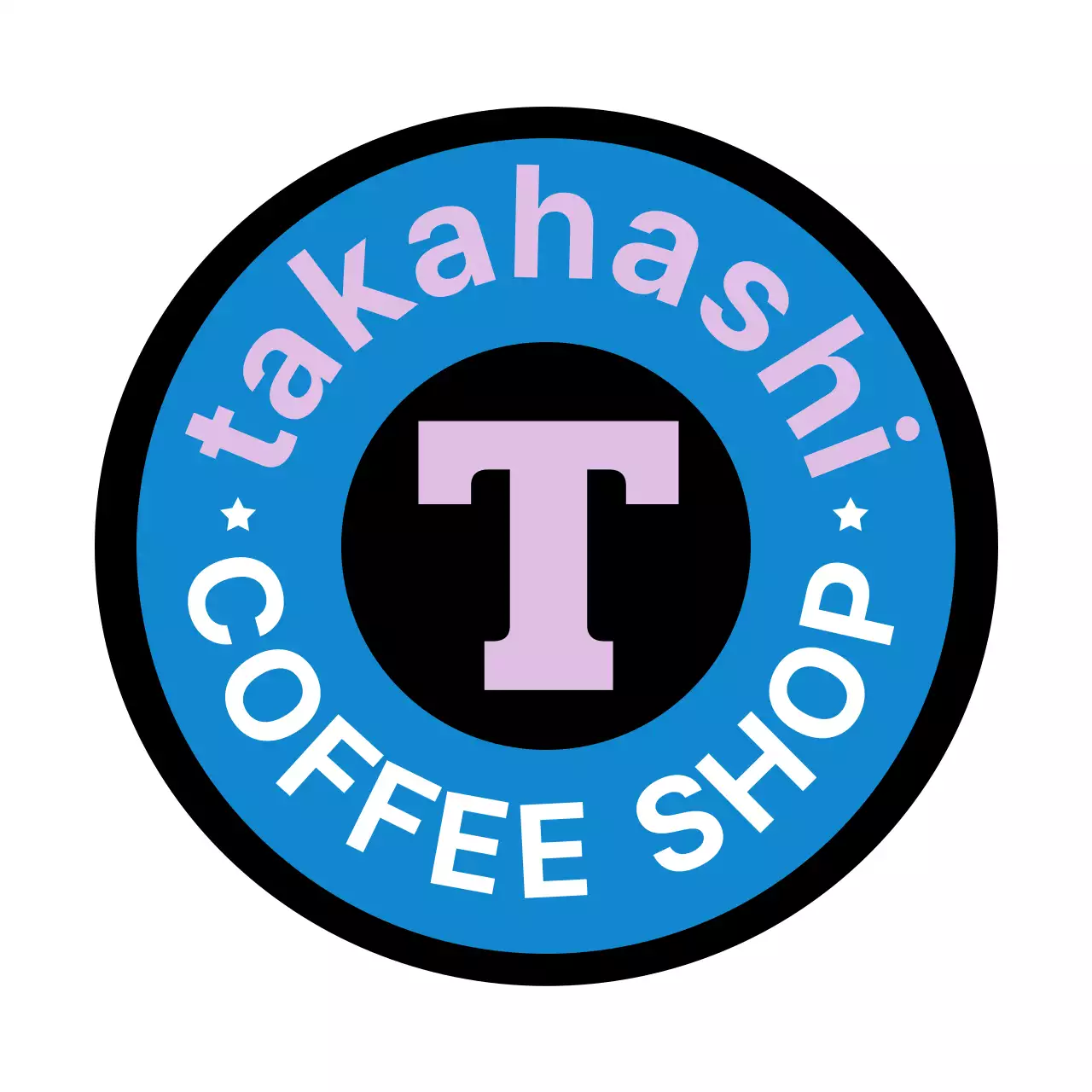 青 シンプル コーヒーショップ ロゴ テキスト