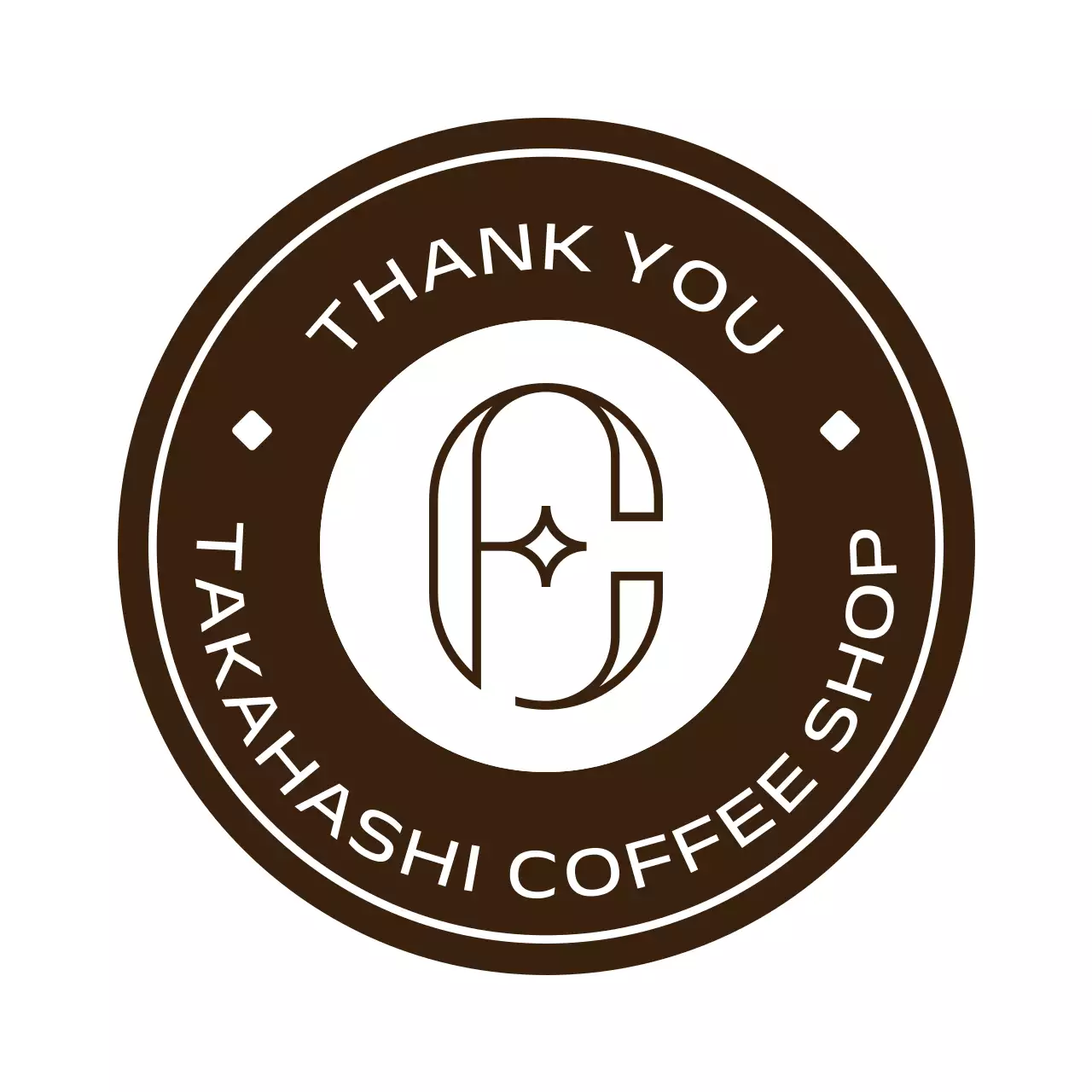 茶色 シンプル カフェ シール テキスト