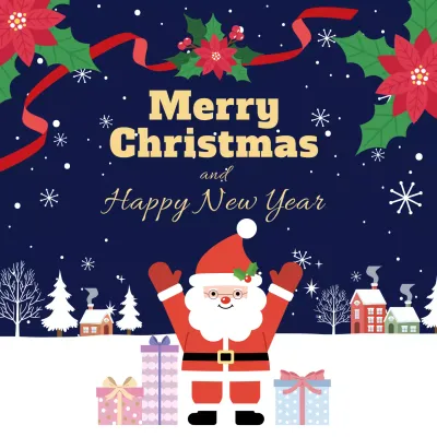 남색 아기자기한 크리스마스 엽서