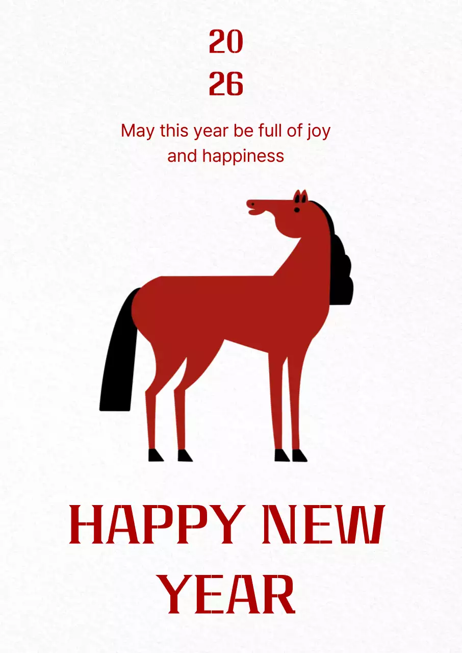 빨강 심플 새해 엽서