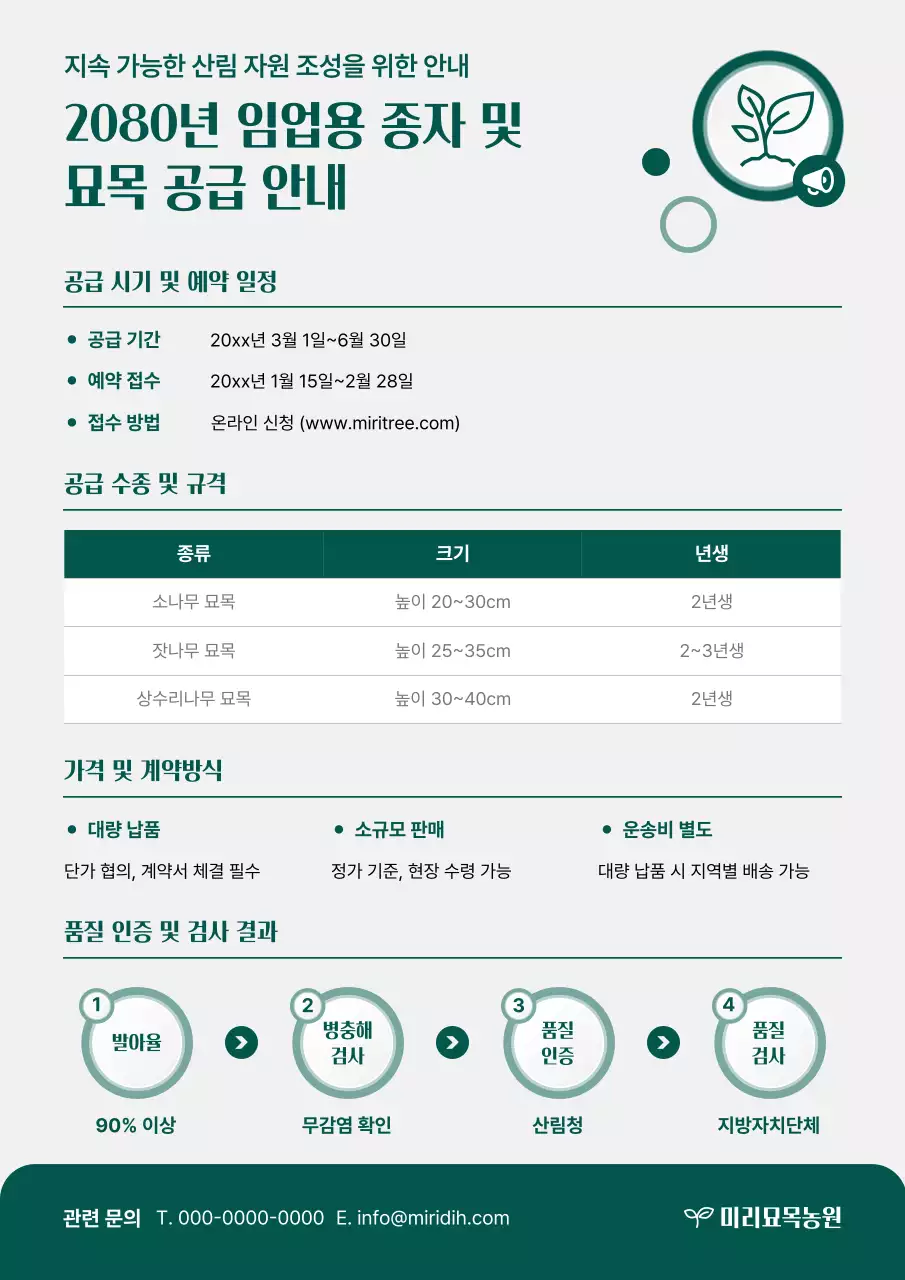 초록 깔끔 산림자원 안내