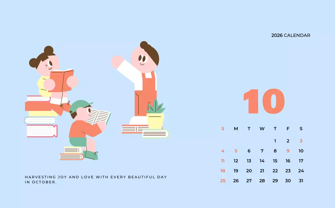 베이지 아기자기한 가족 달력