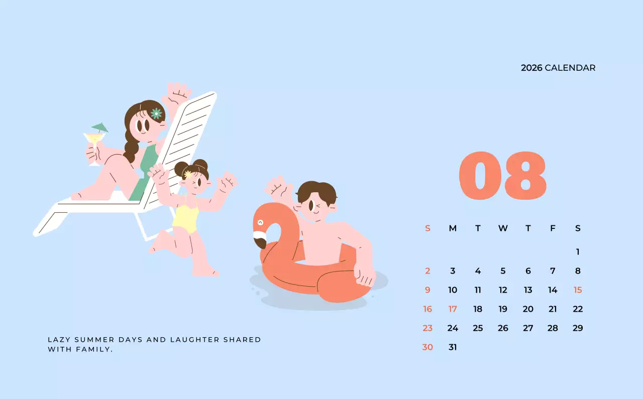 베이지 아기자기한 가족 달력