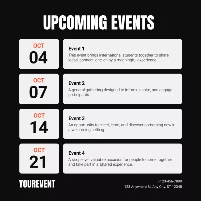 Black and White Modern Event Calendar