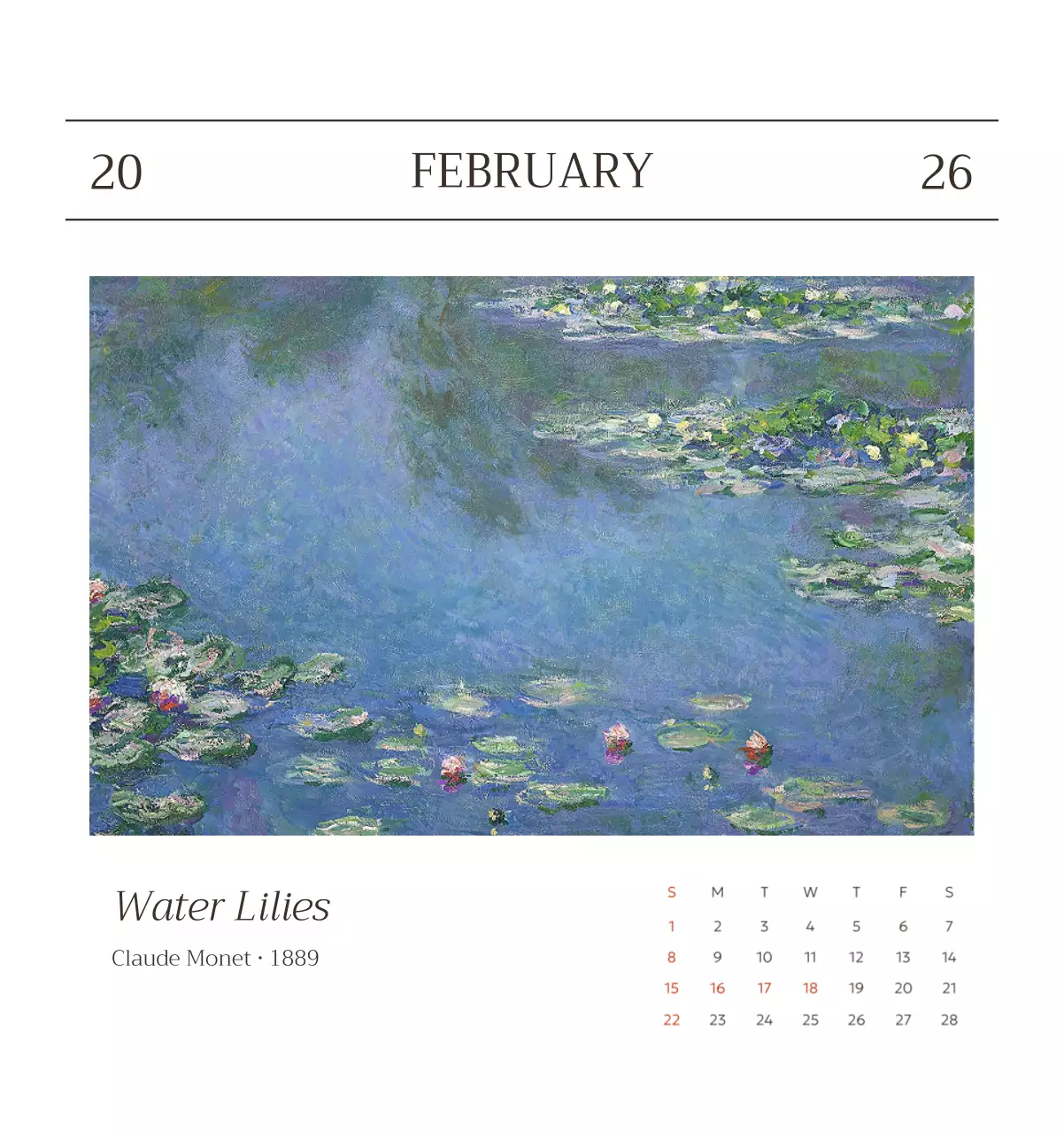 화이트 명화 달력 캘린더