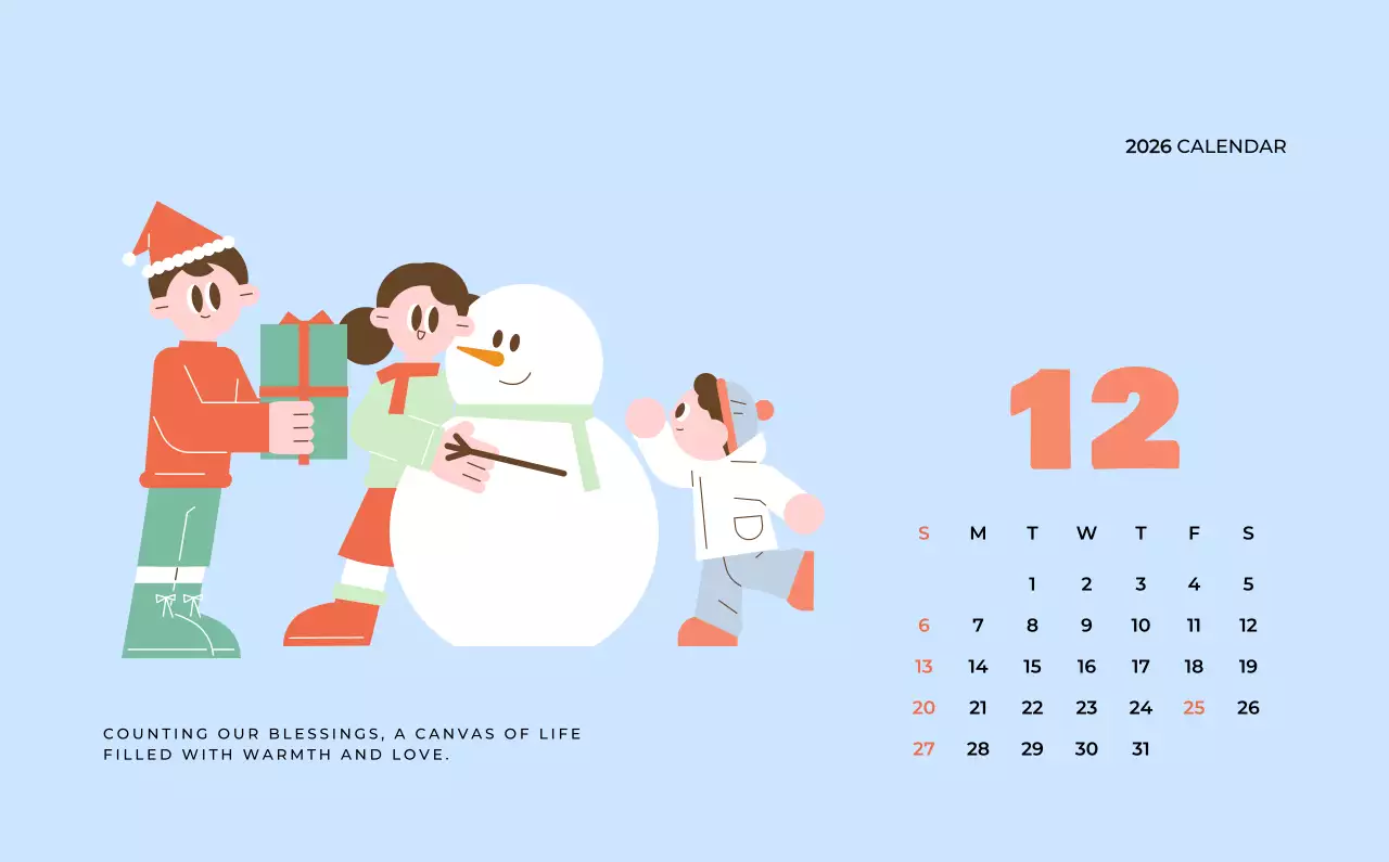 베이지 아기자기한 가족 달력